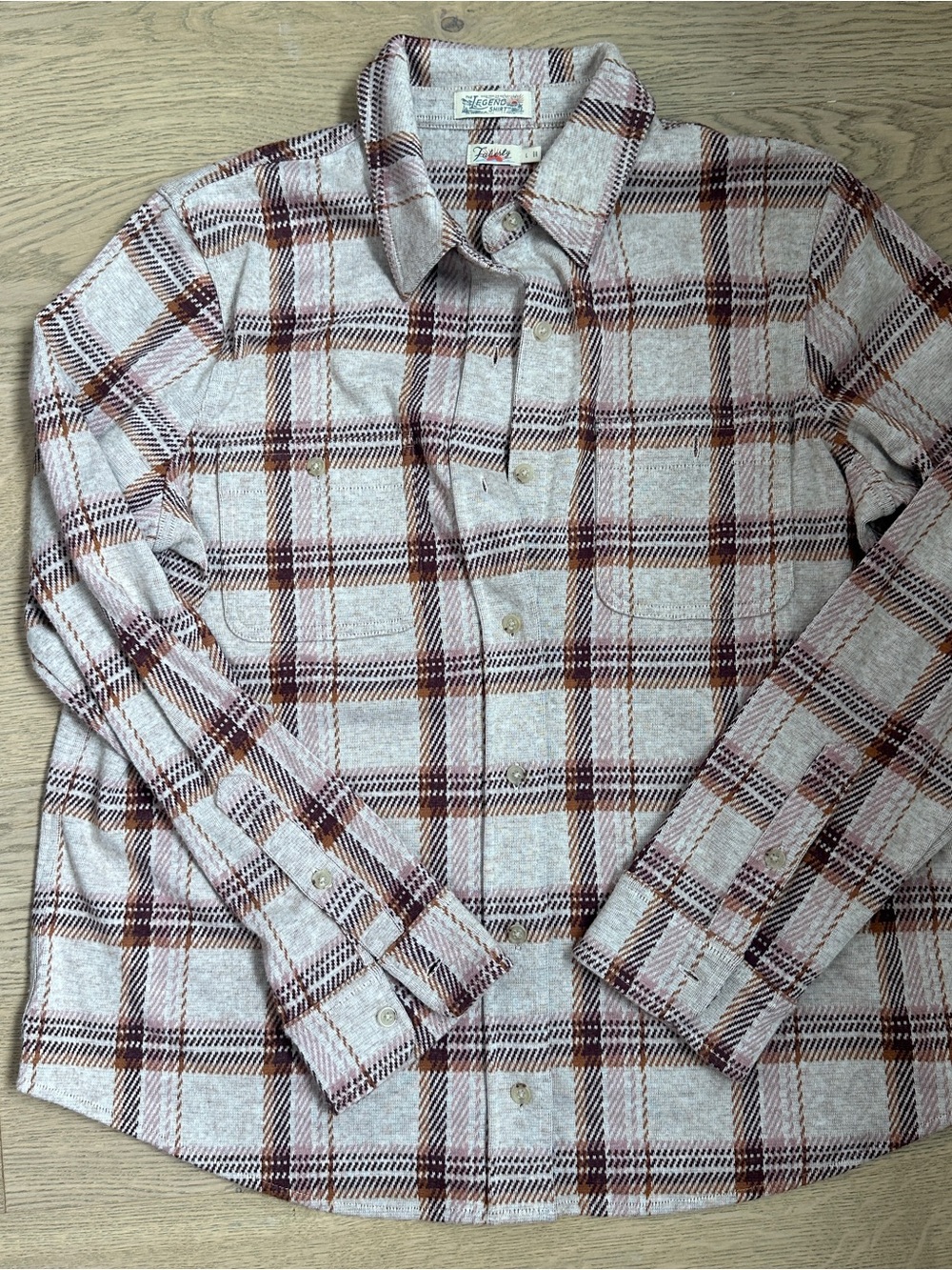 Vintage Faherty Plaid Button-Up Legend Shirt in Cream and Brown